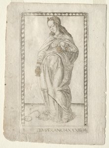Mäßigkeit aus dem Tarocchi, Serie B: Kosmische Prinzipien & Tugenden, #34, vor 1467