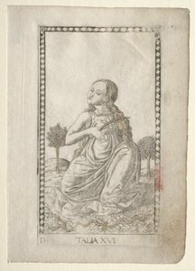 Thalia Komödie, Hirtendichtung aus der Tarocchi-Serie D..., vor 1467 von Master of the E Series Tarocchi