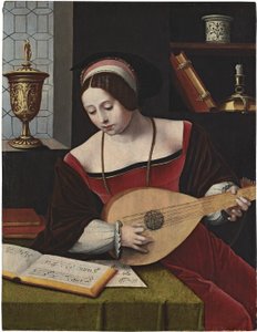 Die Hl. Maria Magdalena musizierend von Master of the Female Half Lengths