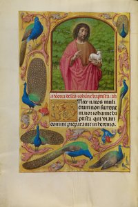 Johannes der Täufer mit dem Lamm Gottes auf einem Buch