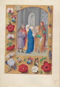 Stundenbuch von Königin Isabella der Katholischen, Königin von Spanien: Fol. 141v, Darstellung im Tempel, ca. 1500