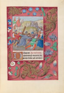 Stundenbuch der Königin Isabella der Katholischen, Königin von Spanien: Fol. 69r, Christus trägt das Kreuz