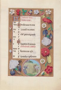 Stundenbuch der Königin Isabella der Katholischen, Königin von Spanien: Fol. 8r, Juli - Weizenernte, um 1500