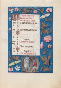 Stundenbuch der Königin Isabella der Katholischen, Königin von Spanien: Fol. 9r, August - Weizendruschen, um 1500