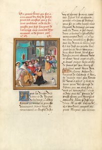 Jacques de Lalaing kniet vor den Grafen von Maine und Saint Pol