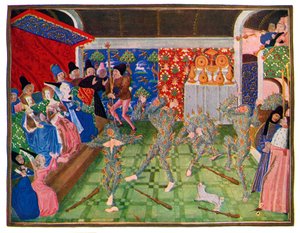 Maskerade am französischen Hof, 1393, 1470-1475 von Master of the Harley Froissart