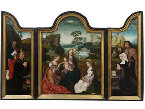 Jungfrau und Kind mit St. Katharina und St. Barbara, ca. 1520-25 von Master of the Holy Blood