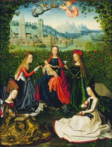 Die Jungfrau im Rosengarten von Master of the Legend of Saint Lucy