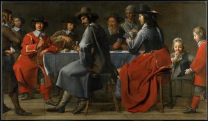 Versammlung von Spielern mit Drehorgelspieler, ca. 1660 von Master of the Processions