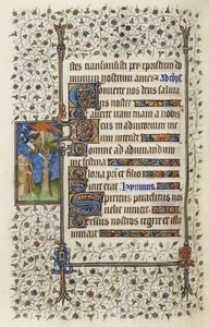 Ms 62 f.132v Geflügelte Figur in einem Baumwipfel mit Buch, durchbohrt von einem Schwert, aus den 