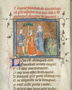 Miniatur aus einem Manuskript des Roman de la Rose von Guillaume de Lorris und Jean de Meun, ca. 1365