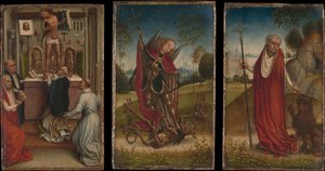 Heiliger Michael, Die Messe des heiligen Gregor, Heiliger Hieronymus von Master of the Saint Catherine Legend