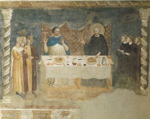 Das Wunder des Heiligen Guido von Arezzo, Fresko, Refektorium, Abtei von St. Maria von Pomposa, Emilia-Romagna