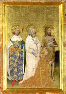 Richard II. von England mit seinen Schutzheiligen (Die linke Innentafel des Wilton-Diptychons) von Master of the Wilton Diptych