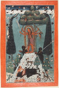 Die Göttin Kali auf einem Berggipfel stehend, ca. 1730