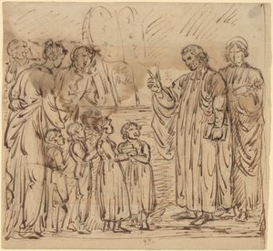 Bibelstunde (recto) von Mather Brown