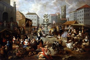 Spazierszene - 18. Jahrhundert, Musee de Tessee (Le Mans) von Matheus van Helmont