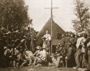 Pater Thomas H. Mooney leitet die Sonntagsmesse, 69. New Yorker Infanterieregiment, 1861 (Photogravur)