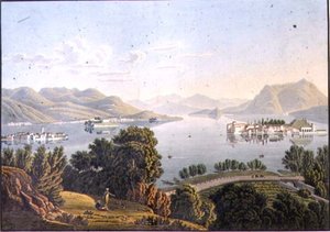 Blick auf den Lago Maggiore und die Borromäischen Inseln (Vue du Lac Majeur et des Isles Boromees)