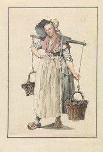 Bäuerin mit zwei Körben an einem Joch von Mathias de Sallieth