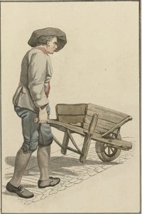 Mann mit Schubkarre von Mathias de Sallieth