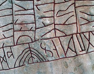 Detail des Runensteins in Rök, Östergötland, Schweden von Mats Alm