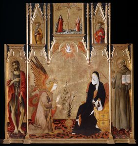 Verkündigung mit den Heiligen Johannes dem Täufer und Bernardino da Siena. Die Kreuzigung. Heilige Petrus und Paulus, zwischen 1455 und 1464