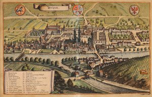 Ansicht von Brixen koloriert von Matthaus Merian