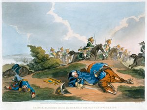 Prinz Blücher unter seinem Pferd in der Schlacht bei Waterloo, 1815