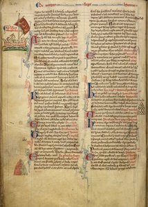 Royal 14 C. VII, f.116v Randzeichnung von König Heinrich III., der den Ärmelkanal nach Bretagne überquert, mit einem Teil des begleitenden Textes in der Handschrift des Autors, Illustration aus 