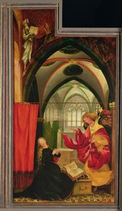 Die Verkündigung vom Isenheimer Altar, linker Flügel, ca. 1512-16 von Matthias (c.1480 1528) Grunewald
