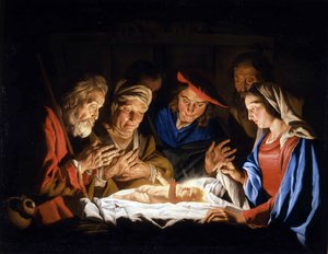Die Anbetung des Christkindes von Matthias (c.1600 p.1650) Stomer