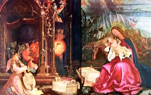 Die Geburt der Antoniner von Isenheim, ca. 1490-1528 von Matthias Gruenewald