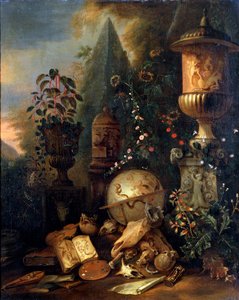 Vanitas. Stillleben mit einer Vase, 17. oder frühes 18. Jahrhundert von Matthias Withoos