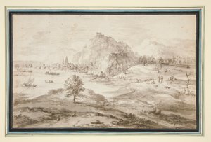 Gebirgige Landschaft mit Hafen und Stadt von Matthys Cock