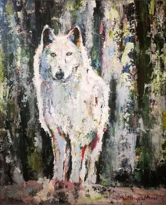 Abstrakter Weißer Wolf von Matthys Moss