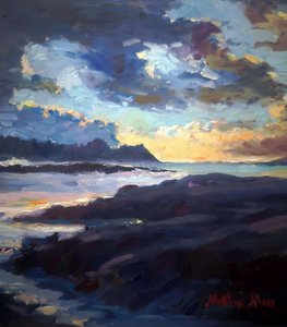 Lebendiger Küsten Sonnenuntergang