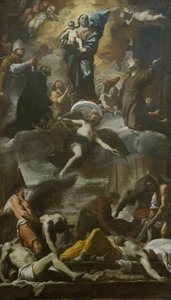 Skizze des Votivfreskos für die Pest von 1656
