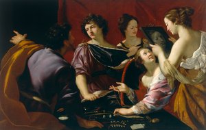 Tasso am Hof von Ferrara (oder Allegorie der fünf Sinne), (Detail) ca. 1630-90