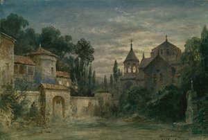 Bühnenbild für die Oper Die Macht des Schicksals von G. Verdi, 1875
