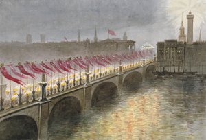Ansicht der London Bridge in der Nacht der Ankunft der Prinzessin Alexandra von Dänemark