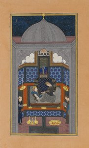 Bahram Gur und die indische Prinzessin im dunklen Palast am Samstag, Folio 23v..., ca. 1430 von Maulana Azhar