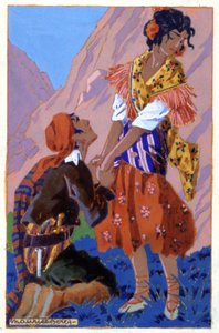 Treffen zwischen Don José und Carmen, ca. 1930 (Illustration)