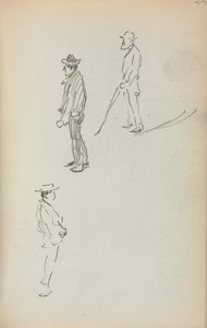 Italienisches Skizzenbuch: Drei stehende Männer Seite 44, 1898-1899 von Maurice Brazil Prendergast