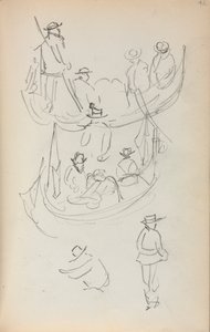 Italienisches Skizzenbuch: Zwei Gondeln mit Figuren, 1898-1899 von Maurice Brazil Prendergast