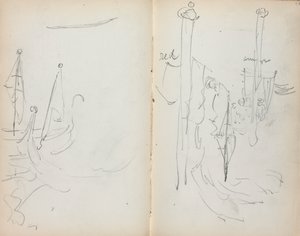 Italienisches Skizzenbuch: Venezianischer Hafenblick Seite 33 & 34, 1898-1899 von Maurice Brazil Prendergast