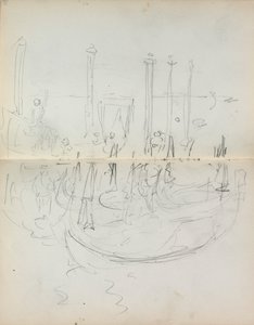Italienisches Skizzenbuch: Venezianischer Hafenansicht Seite 37 & 38, 1898-1899 von Maurice Brazil Prendergast