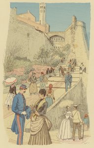 Menschen auf der großen Treppe im Königspalast, Monaco