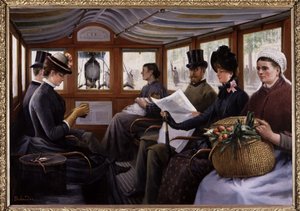 Passagiere in einem Omnibus
