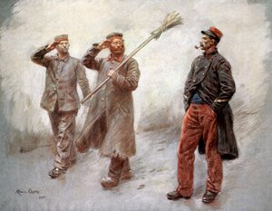 Im deutschen Gefangenenlager in Dinan (Bretagne, Frankreich), Zeichnung von Maurice Orange